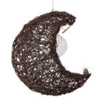 GloboStar® CRESCENT 01330 Vintage Κρεμαστό Φωτιστικό Πλέγμα Μονόφωτο 1 x E27 IP20 Καφέ Rattan - Μ30 x Π20 x Υ35cm - Image 2