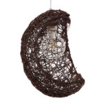 GloboStar® CRESCENT 01330 Vintage Κρεμαστό Φωτιστικό Πλέγμα Μονόφωτο 1 x E27 IP20 Καφέ Rattan - Μ30 x Π20 x Υ35cm - Image 3