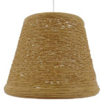 GloboStar® PLAYROOM 01332 Vintage Κρεμαστό Φωτιστικό Καπέλο Μονόφωτο 1 x E27 IP20 Μπεζ Rattan - Μ32 x Π32 x Υ27cm - Image 2