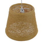 GloboStar® PLAYROOM 01332 Vintage Κρεμαστό Φωτιστικό Καπέλο Μονόφωτο 1 x E27 IP20 Μπεζ Rattan - Μ32 x Π32 x Υ27cm - Image 3