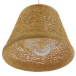 GloboStar® PLAYROOM 01332 Vintage Κρεμαστό Φωτιστικό Καπέλο Μονόφωτο 1 x E27 IP20 Μπεζ Rattan - Μ32 x Π32 x Υ27cm - Image 4