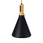 GloboStar® CALYPSO 01334-C Μοντέρνο Κρεμαστό Φωτιστικό Καμπάνα Μονόφωτο 1 x E27 IP20 Μαύρο & Χρυσό Μέταλλο με Μπεζ Ξύλο - Μ25 x Π25 x Υ40cm - Image 6