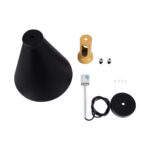 GloboStar® CALYPSO 01334-C Μοντέρνο Κρεμαστό Φωτιστικό Καμπάνα Μονόφωτο 1 x E27 IP20 Μαύρο & Χρυσό Μέταλλο με Μπεζ Ξύλο - Μ25 x Π25 x Υ40cm - Image 9