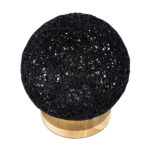 GloboStar® OCEANA 01338 Μοντέρνο Επιτραπέζιο Φωτιστικό Πορτατίφ Μονόφωτο Μαύρο Ξύλινο Ψάθινο Rattan Φ20 x Υ22cm - Image 3
