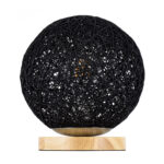 GloboStar® OCEANA 01338 Μοντέρνο Επιτραπέζιο Φωτιστικό Πορτατίφ Μονόφωτο Μαύρο Ξύλινο Ψάθινο Rattan Φ20 x Υ22cm - Image 4