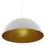 GloboStar® LUNE 01339 Μοντέρνο Κρεμαστό Φωτιστικό Καμπάνα Μονόφωτο 1 x E27 IP20 Λευκό & Χρυσό Μέταλλο - Μ40 x Π40 x Υ20cm - Image 4