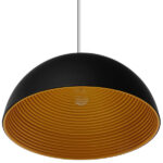 GloboStar® MEDEA 01344 Μοντέρνο Κρεμαστό Φωτιστικό Καμπάνα Μονόφωτο 1 x E27 IP20 Μαύρο & Χρυσό Μέταλλο - Μ60 x Π60 x Υ30cm - Image 2