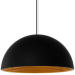 GloboStar® MEDEA 01344 Μοντέρνο Κρεμαστό Φωτιστικό Καμπάνα Μονόφωτο 1 x E27 IP20 Μαύρο & Χρυσό Μέταλλο - Μ60 x Π60 x Υ30cm - Image 4