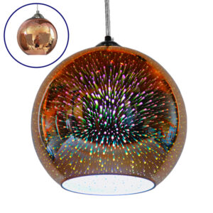 GloboStar® JUPITER 01349 Μοντέρνο Κρεμαστό Φωτιστικό Μπάλα Μονόφωτο 1 x E27 IP20 3D Πολύχρωμο Γυαλί - Μ25 x Π25 x Υ22cm