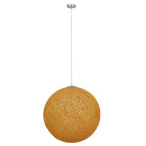 GloboStar® OCEANA 01361 Vintage Κρεμαστό Φωτιστικό Μπάλα Μονόφωτο 1 x E27 IP20 Μπεζ & Χρυσό Σχοινί - Μ60 x Π60 x Υ60cm
