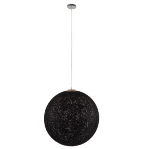 GloboStar® OCEANA 01364 Vintage Κρεμαστό Φωτιστικό Μπάλα Μονόφωτο 1 x E27 IP20 Μαύρο Σχοινί - Μ60 x Π60 x Υ60cm