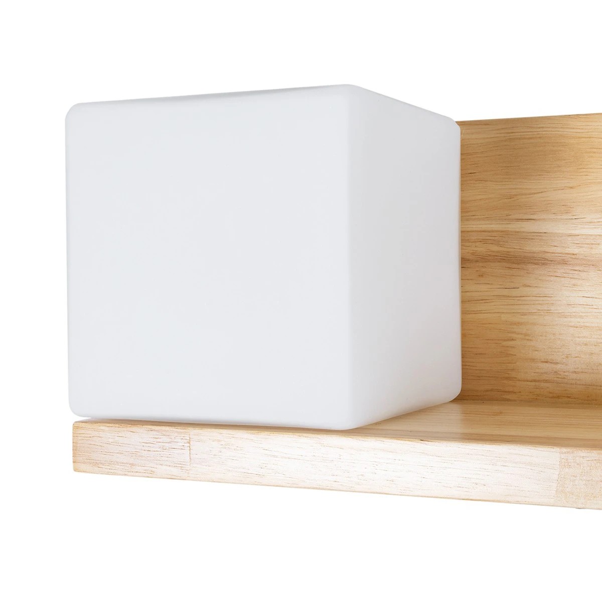 GloboStar® AMITY 01365 Μοντέρνο Επιτοίχιο Φωτιστικό Απλίκα Μονόφωτο 1 x E27 IP20 Μπεζ Ξύλο με Λευκό Γυαλί - Μ30 x Π14.5 x Υ15cm - Image 9