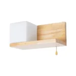 GloboStar® AMITY 01365 Μοντέρνο Επιτοίχιο Φωτιστικό Απλίκα Μονόφωτο 1 x E27 IP20 Μπεζ Ξύλο με Λευκό Γυαλί - Μ30 x Π14.5 x Υ15cm