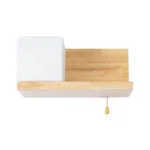GloboStar® AMITY 01365 Μοντέρνο Επιτοίχιο Φωτιστικό Απλίκα Μονόφωτο 1 x E27 IP20 Μπεζ Ξύλο με Λευκό Γυαλί - Μ30 x Π14.5 x Υ15cm - Image 3