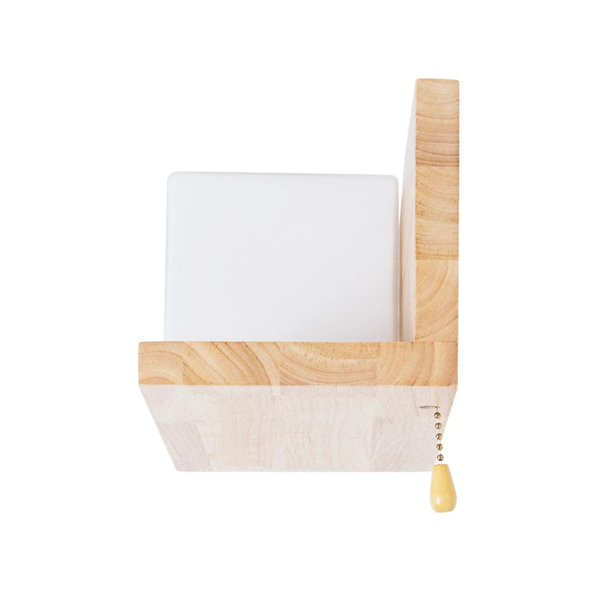 GloboStar® AMITY 01365 Μοντέρνο Επιτοίχιο Φωτιστικό Απλίκα Μονόφωτο 1 x E27 IP20 Μπεζ Ξύλο με Λευκό Γυαλί - Μ30 x Π14.5 x Υ15cm - Image 5