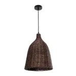 GloboStar® BAHAMAS 01367 Boho Κρεμαστό Φωτιστικό Καμπάνα Μονόφωτο 1 x E27 IP20 Καφέ Ξύλο - Μ30 x Π30 x Υ40cm - Image 2
