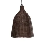 GloboStar® BAHAMAS 01367 Boho Κρεμαστό Φωτιστικό Καμπάνα Μονόφωτο 1 x E27 IP20 Καφέ Ξύλο - Μ30 x Π30 x Υ40cm - Image 3
