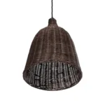 GloboStar® BAHAMAS 01367 Boho Κρεμαστό Φωτιστικό Καμπάνα Μονόφωτο 1 x E27 IP20 Καφέ Ξύλο - Μ30 x Π30 x Υ40cm - Image 4