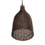 GloboStar® BAHAMAS 01367 Boho Κρεμαστό Φωτιστικό Καμπάνα Μονόφωτο 1 x E27 IP20 Καφέ Ξύλο - Μ30 x Π30 x Υ40cm - Image 5