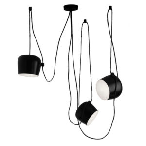 GloboStar® JASPER 01375 Μοντέρνο Κρεμαστό Φωτιστικό Ανάρτηση Σετ Τρίφωτο 3 x E27 IP20 Μαύρο & Λευκό Μέταλλο - Μ75 x Π75 x Υ22cm