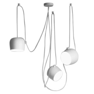 GloboStar® JASPER 01376 Μοντέρνό Κρεμαστό Φωτιστικό Καμπάνα Σετ Τρίφωτο 3 x E27 IP20 Λευκό Μέταλλο - Μ75 x Π75 x Υ22cm