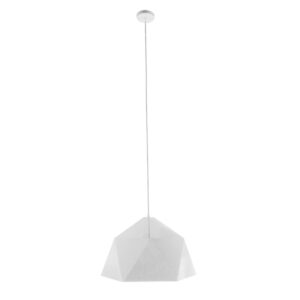 GloboStar® HEXAGON 01378 Μοντέρνο Κρεμαστό Φωτιστικό Οροφής Μονόφωτο Λευκό & Χρυσό Μέταλλο Καμπάνα - Μ46 x Π46 x Y25cm