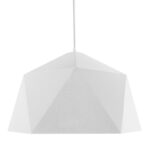 GloboStar® HEXAGON 01378 Μοντέρνο Κρεμαστό Φωτιστικό Οροφής Μονόφωτο Λευκό & Χρυσό Μέταλλο Καμπάνα - Μ46 x Π46 x Y25cm - Image 2