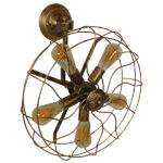 GloboStar® FAN 01381 Vintage Επιτοίχιο Φωτιστικό Απλίκα Πολύφωτο 5 x E27 IP20 Χάλκινο Μέταλλο - Μ46 x Π22 x Υ46cm - Image 4