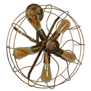GloboStar® FAN 01381 Vintage Επιτοίχιο Φωτιστικό Απλίκα Πολύφωτο 5 x E27 IP20 Χάλκινο Μέταλλο - Μ46 x Π22 x Υ46cm