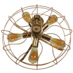 GloboStar® FAN 01381 Vintage Επιτοίχιο Φωτιστικό Απλίκα Πολύφωτο 5 x E27 IP20 Χάλκινο Μέταλλο - Μ46 x Π22 x Υ46cm - Image 3