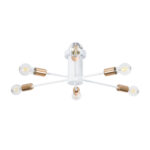 GloboStar® OLINDA 01385 Μοντέρνο Φωτιστικό Οροφής Πλέγμα Πολύφωτο 6 x E27 IP20 Λευκό & Χάλκινο - Μέταλλο Μ60 x Π60 x Υ20cm