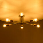 GloboStar® OLINDA 01385 Μοντέρνο Φωτιστικό Οροφής Πλέγμα Πολύφωτο 6 x E27 IP20 Λευκό & Χάλκινο - Μέταλλο Μ60 x Π60 x Υ20cm - Image 2