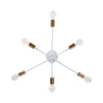 GloboStar® OLINDA 01385 Μοντέρνο Φωτιστικό Οροφής Πλέγμα Πολύφωτο 6 x E27 IP20 Λευκό & Χάλκινο - Μέταλλο Μ60 x Π60 x Υ20cm - Image 5
