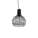 GloboStar® SCANDI 01386 Vintage Κρεμαστό Φωτιστικό Πλέγμα Μονόφωτο 1 x E27 IP20 Μαύρο Μέταλλο - Μ23 x Π23 x Υ30cm