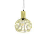 GloboStar® SCANDI 01387 Vintage Κρεμαστό Φωτιστικό Πλέγμα Μονόφωτο 1 x E27 IP20 Μπεζ Μέταλλο - Μ23 x Π23 x Υ30cm