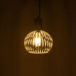 GloboStar® SCANDI 01387 Vintage Κρεμαστό Φωτιστικό Πλέγμα Μονόφωτο 1 x E27 IP20 Μπεζ Μέταλλο - Μ23 x Π23 x Υ30cm - Image 2