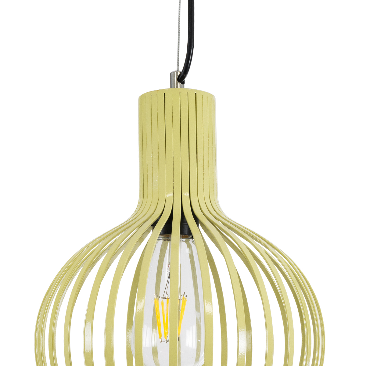 GloboStar® SCANDI 01387 Vintage Κρεμαστό Φωτιστικό Πλέγμα Μονόφωτο 1 x E27 IP20 Μπεζ Μέταλλο - Μ23 x Π23 x Υ30cm - Image 8