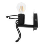 GloboStar® LITTLE MAN 01388 Μοντέρνο Επιτοίχιο Φωτιστικό Απλίκα Μονόφωτο 1 x E27 IP20 Μαύρο Μέταλλο - Μ12 x Π19 x Υ17cm - Image 3