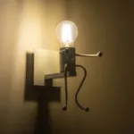 GloboStar® LITTLE MAN 01389 Μοντέρνο Επιτοίχιο Φωτιστικό Απλίκα Μονόφωτο 1 x E27 IP20 Λευκό Μέταλλο - Μ12 x Π19 x Υ17cm - Image 2