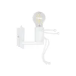 GloboStar® LITTLE MAN 01389 Μοντέρνο Επιτοίχιο Φωτιστικό Απλίκα Μονόφωτο 1 x E27 IP20 Λευκό Μέταλλο - Μ12 x Π19 x Υ17cm - Image 3