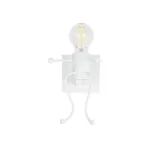 GloboStar® LITTLE MAN 01389 Μοντέρνο Επιτοίχιο Φωτιστικό Απλίκα Μονόφωτο 1 x E27 IP20 Λευκό Μέταλλο - Μ12 x Π19 x Υ17cm - Image 4