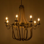 GloboStar® BAVARIAN 01405 Vintage Κρεμαστό Φωτιστικό Ανάρτηση Πολύφωτο 8 x E14 IP20 Μπρούτζινο Μέταλλο με Μπεζ Σχοινί - Μ87 x Π87 x Y80cm - Image 2