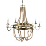 GloboStar® BAVARIAN 01405 Vintage Κρεμαστό Φωτιστικό Ανάρτηση Πολύφωτο 8 x E14 IP20 Μπρούτζινο Μέταλλο με Μπεζ Σχοινί - Μ87 x Π87 x Y80cm - Image 6