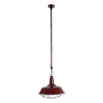 GloboStar® CRANE 01410 Vintage Κρεμαστό Φωτιστικό Μονόφωτο Καμπάνα 1 x E27 IP20 Μπορντό Κόκκινο & Λευκό Μεταλλο με Μπεζ Σχοινί - Μ36 x Π36 x Y31cm - Image 3