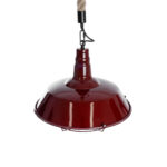 GloboStar® CRANE 01410 Vintage Κρεμαστό Φωτιστικό Μονόφωτο Καμπάνα 1 x E27 IP20 Μπορντό Κόκκινο & Λευκό Μεταλλο με Μπεζ Σχοινί - Μ36 x Π36 x Y31cm - Image 6