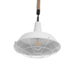 GloboStar® PUPPET 01412 Vintage Κρεμαστό Φωτιστικό Μονόφωτο Καμπάνα 1 x E27 IP20 Λευκό Μεταλλο με Μπεζ Σχοινί - Μ36 x Π36 x Y31cm - Image 5
