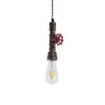 GloboStar® SPIGOT 01413 Vintage Κρεμαστό Φωτιστικό Ανάρτηση Μονόφωτο 1 x E27 IP20 Χάλκινο & Κόκκινο Μεταλλο - Μ5 x Π5 x Y20cm - Image 4