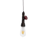 GloboStar® SPIGOT 01414 Vintage Κρεμαστό Φωτιστικό Ανάρτηση Μονόφωτο 1 x E27 IP20 Καφέ & Κόκκινο Μέταλλο - Μ5 x Π5 x Y20cm - Image 5
