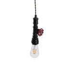 GloboStar® SPIGOT 01415 Vintage Κρεμαστό Φωτιστικό Ανάρτηση Μονόφωτο 1 x E27 IP20 Μαύρο & Κόκκινο Μέταλλο - Μ5 x Π5 x Y20cm - Image 6