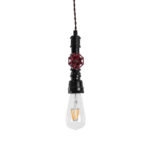 GloboStar® SPIGOT 01415 Vintage Κρεμαστό Φωτιστικό Ανάρτηση Μονόφωτο 1 x E27 IP20 Μαύρο & Κόκκινο Μέταλλο - Μ5 x Π5 x Y20cm - Image 7